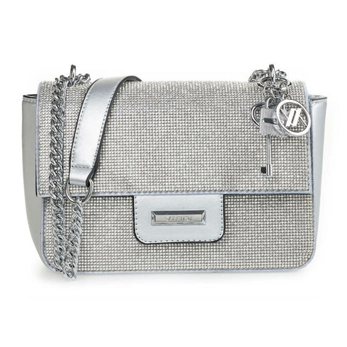 Verde Γυναικεία Τσάντα Χιαστί 16-6963 με Στράς Ασημί